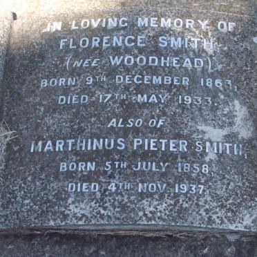 SMITH Marthinus Pieter 1858-1937 &amp; Florence WOODHEAD 1863-1933