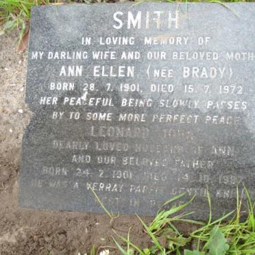SMITH Leonard John 1901-1987 &amp; Ann Ellen BRADY 1901-1972