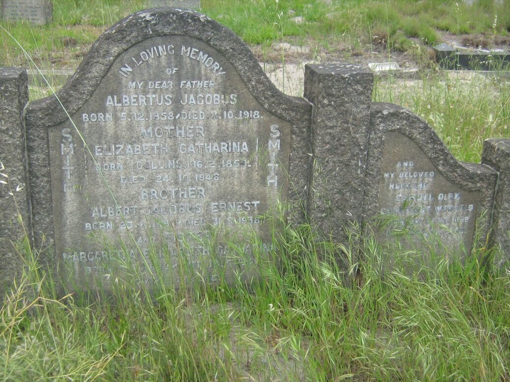 SMITH Albertus Jacobus 1858-1918 &amp; Elizabeth Catharina COLLINS 1859-1946 :: SMITH Albert Jacobus Ernest 1887-1938