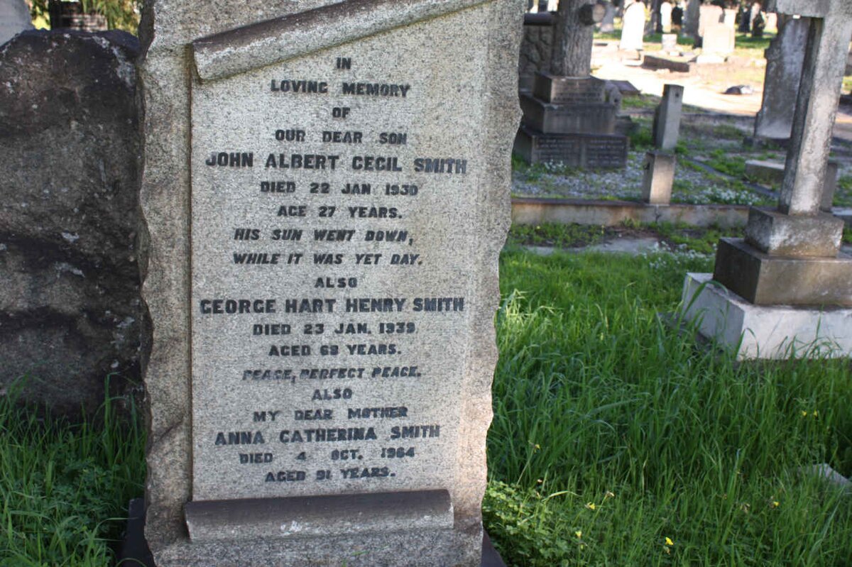 SMITH George Hart Henry -1939 &amp; Anna Catherina -1964 :: SMITH John Albert Cecil -1930
