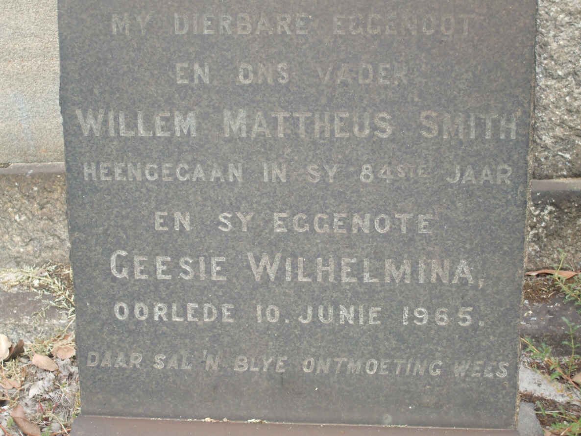 SMITH Willem Mattheus &amp; Geesie Wilhelmina −1965