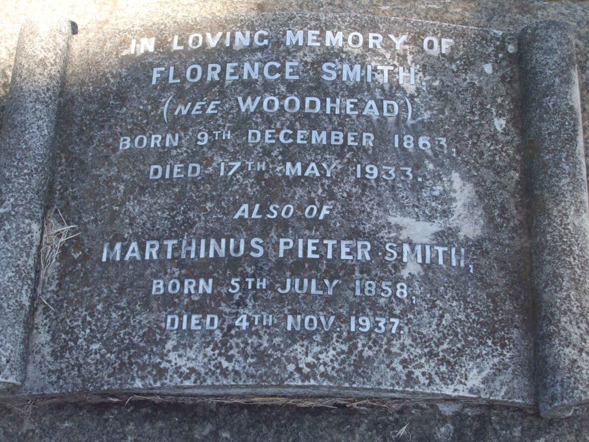 SMITH Marthinus Pieter 1858-1937 &amp; Florence WOODHEAD 1863-1933