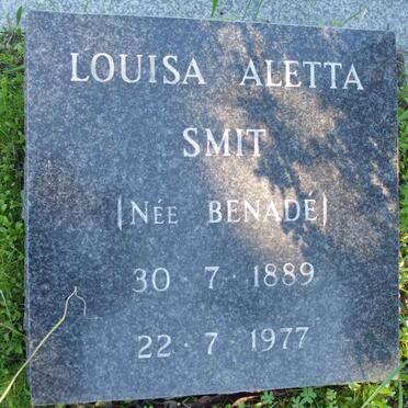 SMIT Louisa Aletta nee BENADE 1889-1977