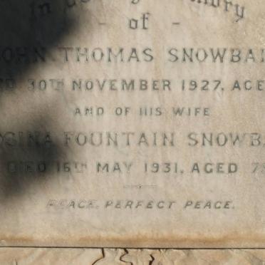 SNOWBALL John Thomas -1927 &amp; Rosina Fountain -1931