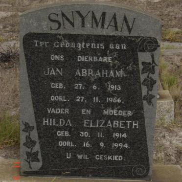 SNYMAN Jan Abraham 1913-1966 &amp; Hilda Elizabeth 1914-1994