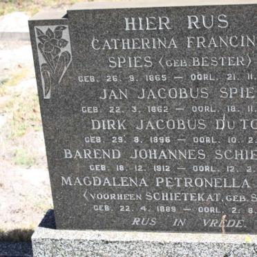 SPIES :: DU TOIT :: SCHIETEKAT :: BESTER