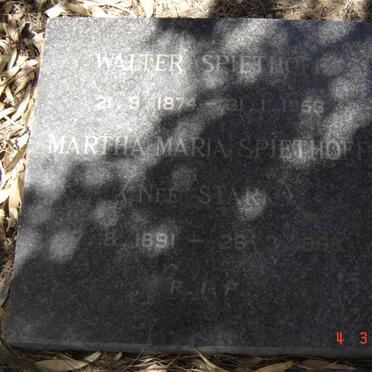 SPIETHOFF Walter 1874-1953 :: SPIETHOFF Martha Maria nee STARK 1891-1968