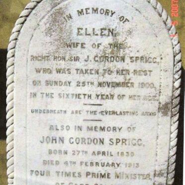 SPRIGG John Gordon  1830-1913 &amp; Ellen  -1900