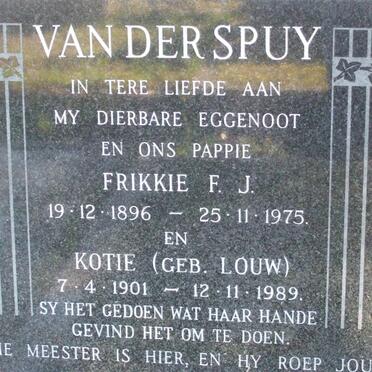 SPUY F.J., van der 1896-1975 &amp; Kotie LOUW 1901-1989