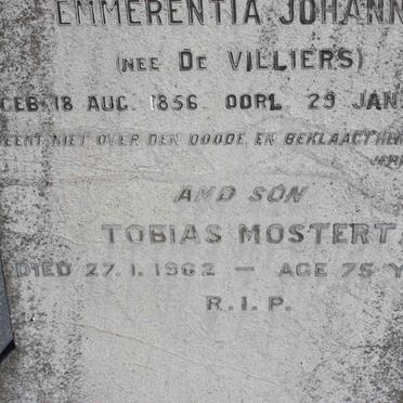 SPUY Emmerentia Johanna, van der nee DE VILLIERS  1856-1945 :: VAN DER SPUY Tobias Mostert -1962