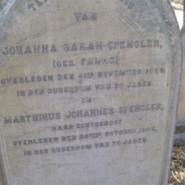 SPENGLER Marthinus Johannes -1905 &amp; Johanna Sarah FAURE -1880