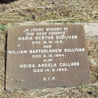 SULLIVAN William Bartholomew -1944 &amp; Maria Bertha -1918 :: CALLARD Moira Angela -1943