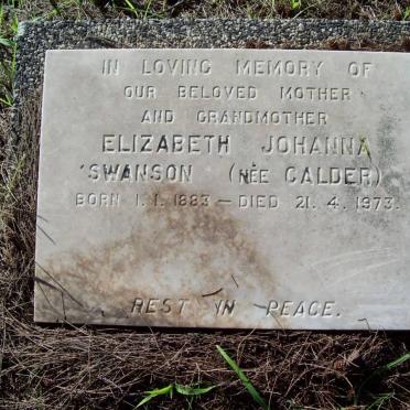 SWANSON Elizabeth Johanna nee CALDER 1883-1973