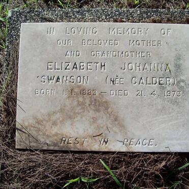 SWANSON Elizabeth Johanna nee CALDER 1883-1973