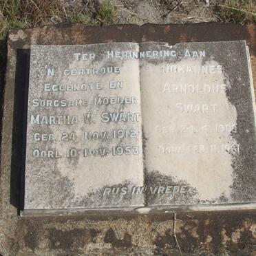 SWART Johannes Arnoldus 19??-19?? &amp; Martha W. 1912-1953