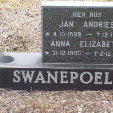 SWANEPOEL Jan Andries 1899-1962 &amp; Anna Elizabeth 1900-1990