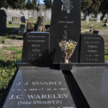 SWARTZ Maude Edith 1904-1980 :: SWARTZ Thomas Robert 1904-1975 :: SWARTZ J.J. 1929-1975 :: WARELEY J.C. nee SWARTZ
