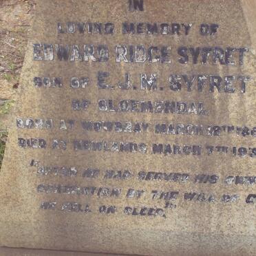 SYFRET Edward Ridge 1860-1937