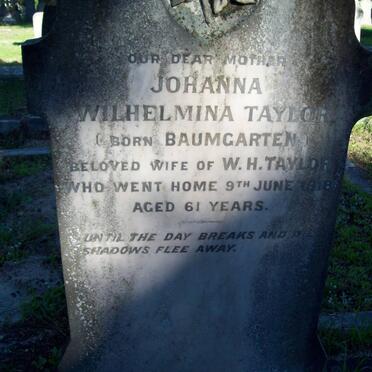 TAYLOR Johanna Wilhelmina nee BAUMGARTEN -1918