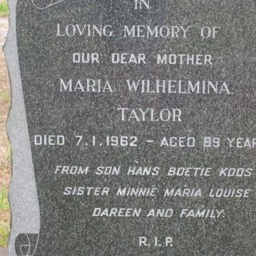 TAYLOR Maria Wilhelmina  -1962