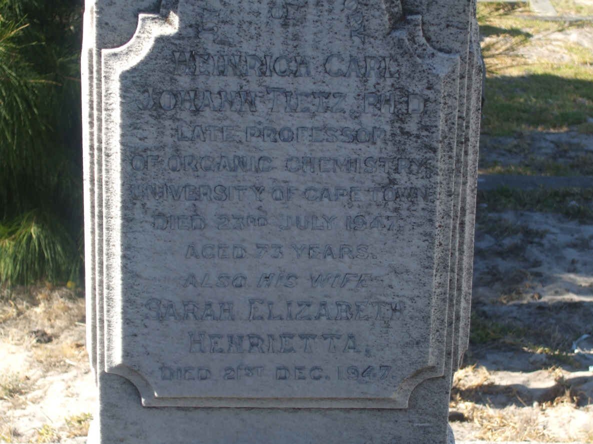 TIETZ Heinrich Carl Johann -1947 &amp; Sarah Elizabeth Henrietta -1947