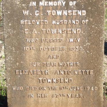 TOWNSEND W.G. -1930 &amp; Elizabeth Antoinette -1940