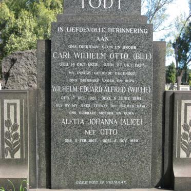 TODT Wilhelm Eduard Alfred 1901-1984 &amp; Aletta Johanna OTTO 1902-1999 :: TODT Carl Wilhelm Otto 1925-1957