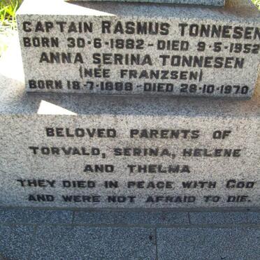 TONNESEN Rasmus 1882-1952 &amp; Anna Serina FRANZSEN 1888-1970