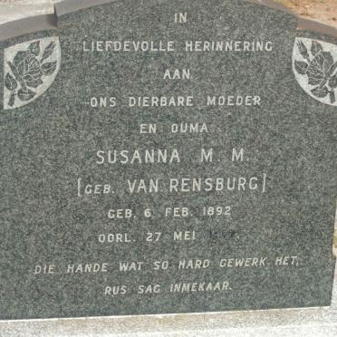 TONDER Susanna Magdalena Margaretha, van nee VAN RENSBURG 1892-1962
