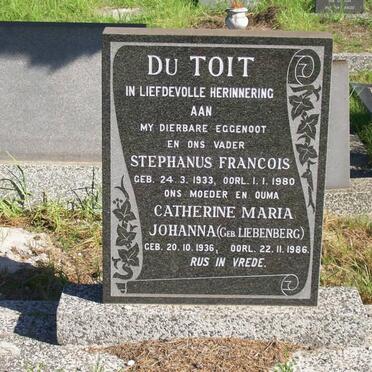 TOIT Stephanus Francois, du 1933-1980 &amp; Catharina Maria Johanna LIEBENBERG 1936-1986
