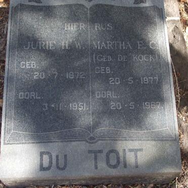 TOIT Jurie H.W., du 1872-1951 &amp; Martha E.C DE KOCK 1877-1967