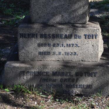 TOIT Henri Bossheau, du 1873-1933 &amp; Florence Mabel OKES 1877-196?
