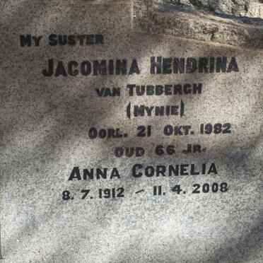 TUBBERGH Jacomina Hendrina, van  -1982 :: VAN TUBBERGH Anna Cornelia 1912-2008