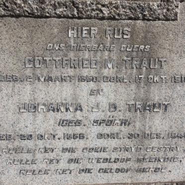 TRAUT Gottfried M. 1850-1916 &amp; Johanna J.D. SPOHR 1856-1946 