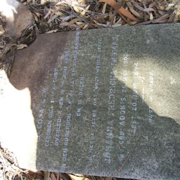 THOMAS Jacoba C.W. 1851-1893 ::  THOMAS  Johanna Fredricka nee ADONIS 1901-1942