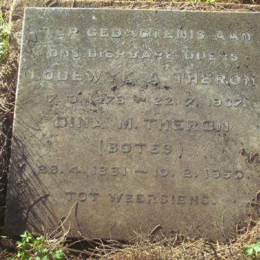 THERON Lodewyk A. 1878-1937 &amp; Dina M. BOTES 1881-1950
