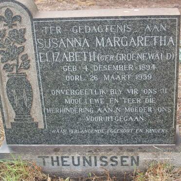 THEUNISSEN Susanna Margaretha Elizabeth nee GROENEWALD 1894-1959