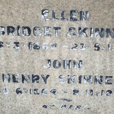 SKINNER John Henry 1864-1940 &amp; Ellen Bridget 1869-1925