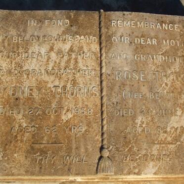 THORNS Sydney -1958 &amp; Rose BENTLEY -1980