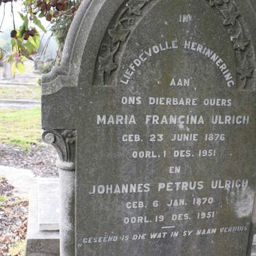 ULRICH Johannes Petrus 1871-1951 &amp; Maria Francina 1876-1951