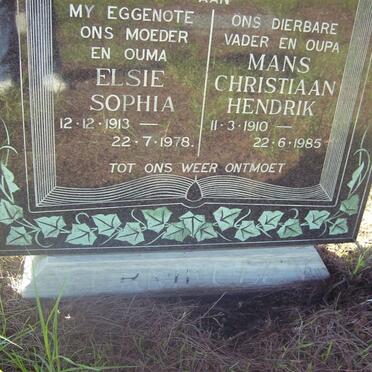 VERMEULEN Mans Christiaan Hendrik 1910-1985 &amp; Elsie Sophia 1913-1978