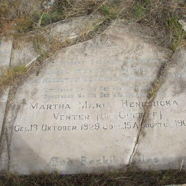 VENTER Carl Hendrik 1927-1955 &amp; Martha Maria Hendricka GREEFF 1929-1964