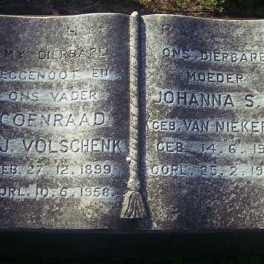 VOLSCHENK Coenraad J.J. 1899-1958 &amp; Johanna S.E. VAN NIEKERK 1911-1968