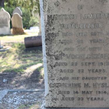 VOGELGEZANG Martinus Lambertus -1902 &amp; Eva -1913 :: HYSLOP Catherine M. -1914