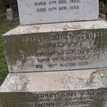 MATTHEWS Alice Barbara Somerville nee VOLKWYN 1888-1953