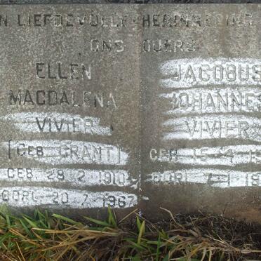 VIVIER Jacobus Johannes 190?-1970 &amp; Ellen Magdalena GRANT 1910-1967
