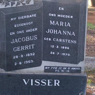 VISSER Jacobus Gerrit 1892-1969 &amp; Maria Johanna CARSTENS 1896-1970
