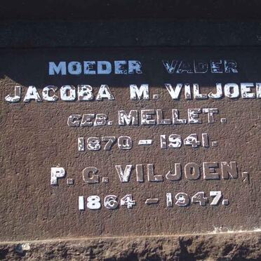 VILJOEN P.G. 1864-1947 &amp; Jacoba M. MELLET 1870-1941