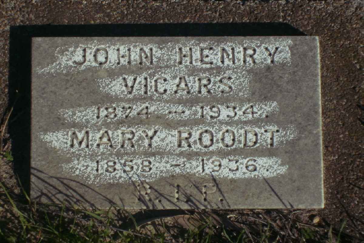 VICARS John Henry 1874-1934 :: ROODT Mary 1858-1936