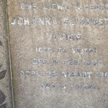 VIVIER Johanna Elizabeth nee DE VRIES 1892-1954